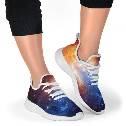 Fiery Universe Nebula Galaxy Space Print Mesh Knit Shoes GearFrost