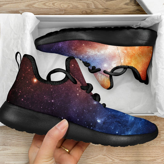 Fiery Universe Nebula Galaxy Space Print Mesh Knit Shoes GearFrost