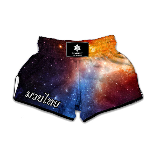 Fiery Universe Nebula Galaxy Space Print Muay Thai Boxing Shorts