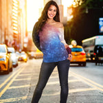 Fiery Universe Nebula Galaxy Space Print Off Shoulder Sweatshirt GearFrost