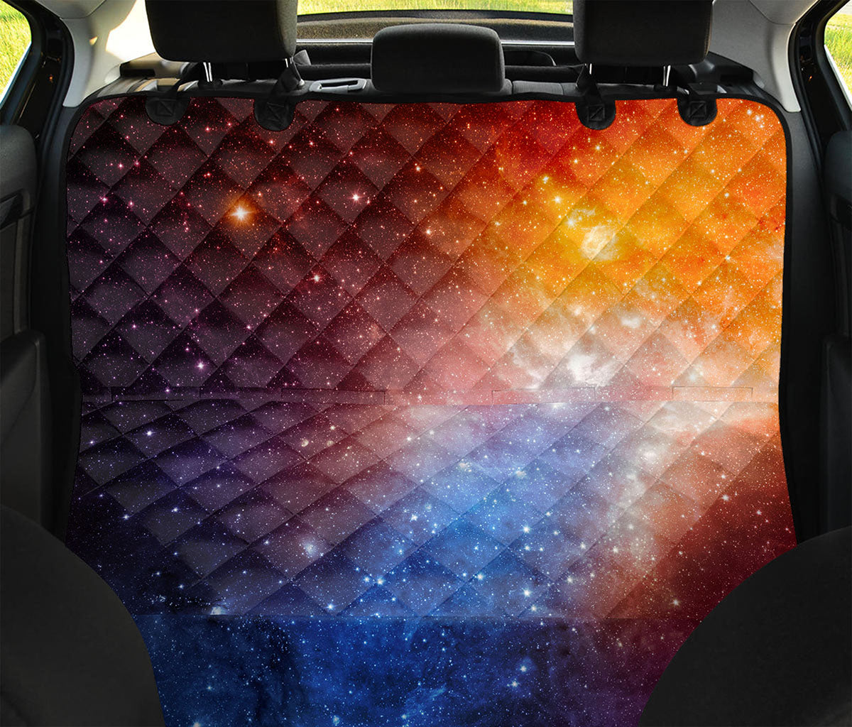 Fiery Universe Nebula Galaxy Space Print Pet Car Back Seat Cover