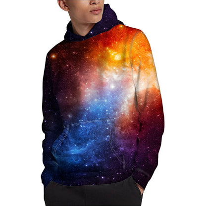 Fiery Universe Nebula Galaxy Space Print Pullover Hoodie