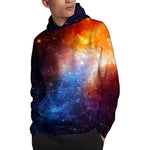 Fiery Universe Nebula Galaxy Space Print Pullover Hoodie