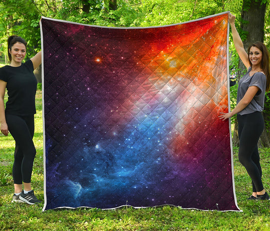 Fiery Universe Nebula Galaxy Space Print Quilt