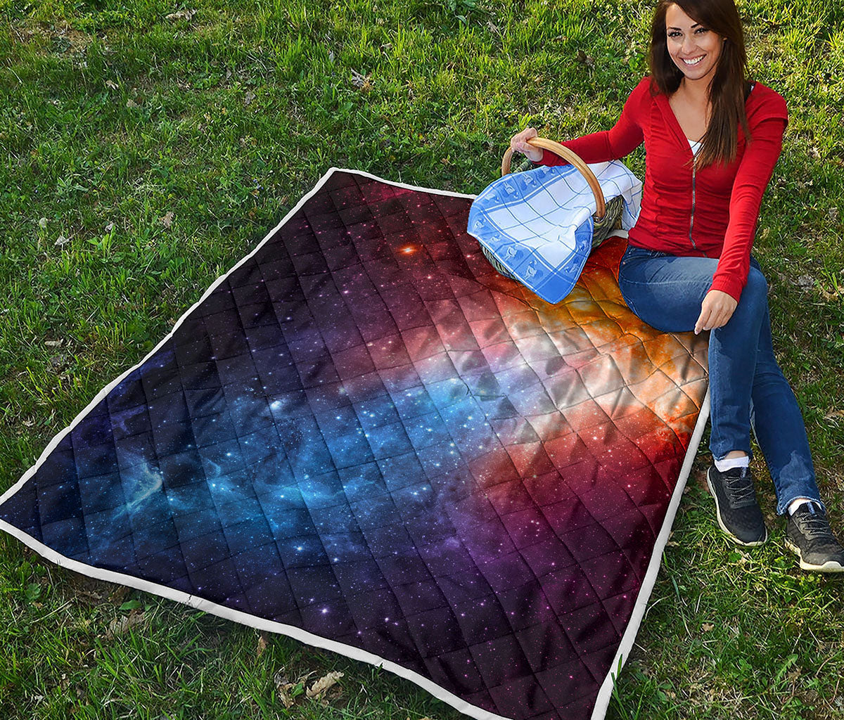 Fiery Universe Nebula Galaxy Space Print Quilt