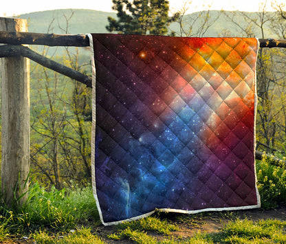 Fiery Universe Nebula Galaxy Space Print Quilt