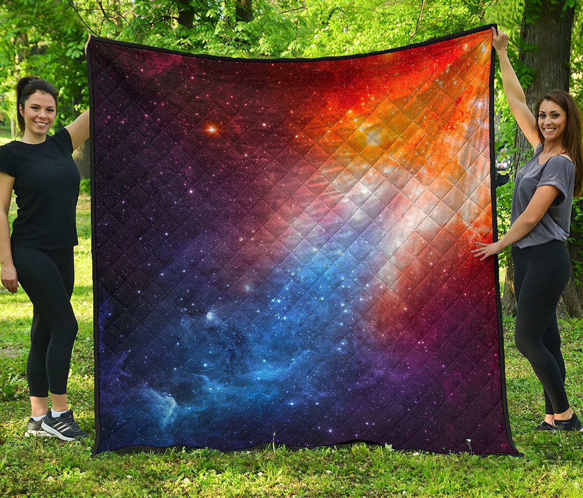 Fiery Universe Nebula Galaxy Space Print Quilt