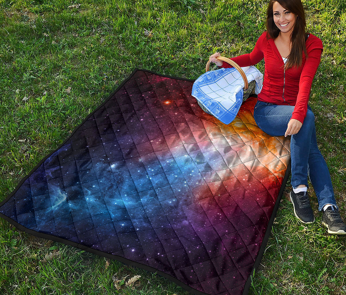 Fiery Universe Nebula Galaxy Space Print Quilt