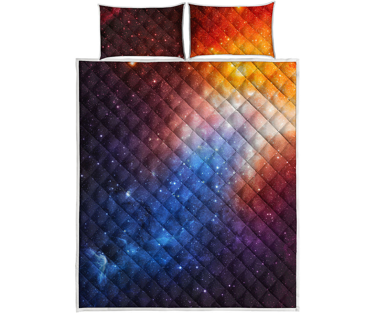 Fiery Universe Nebula Galaxy Space Print Quilt Bed Set
