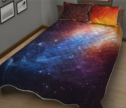 Fiery Universe Nebula Galaxy Space Print Quilt Bed Set