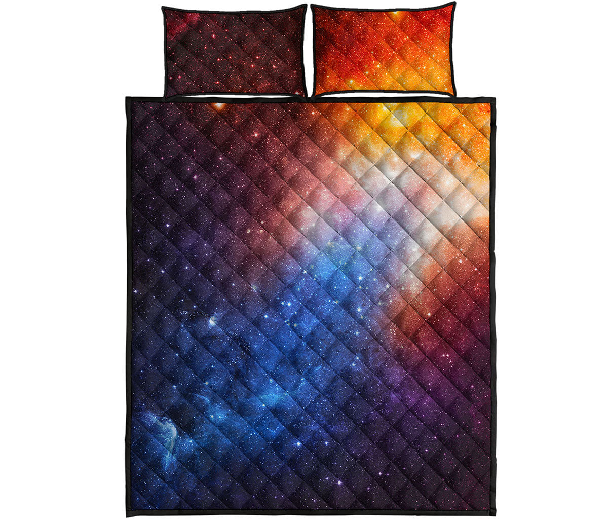 Fiery Universe Nebula Galaxy Space Print Quilt Bed Set
