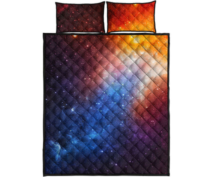 Fiery Universe Nebula Galaxy Space Print Quilt Bed Set