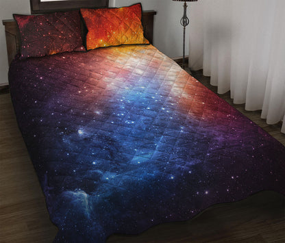 Fiery Universe Nebula Galaxy Space Print Quilt Bed Set
