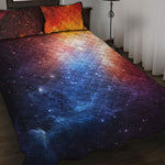 Fiery Universe Nebula Galaxy Space Print Quilt Bed Set