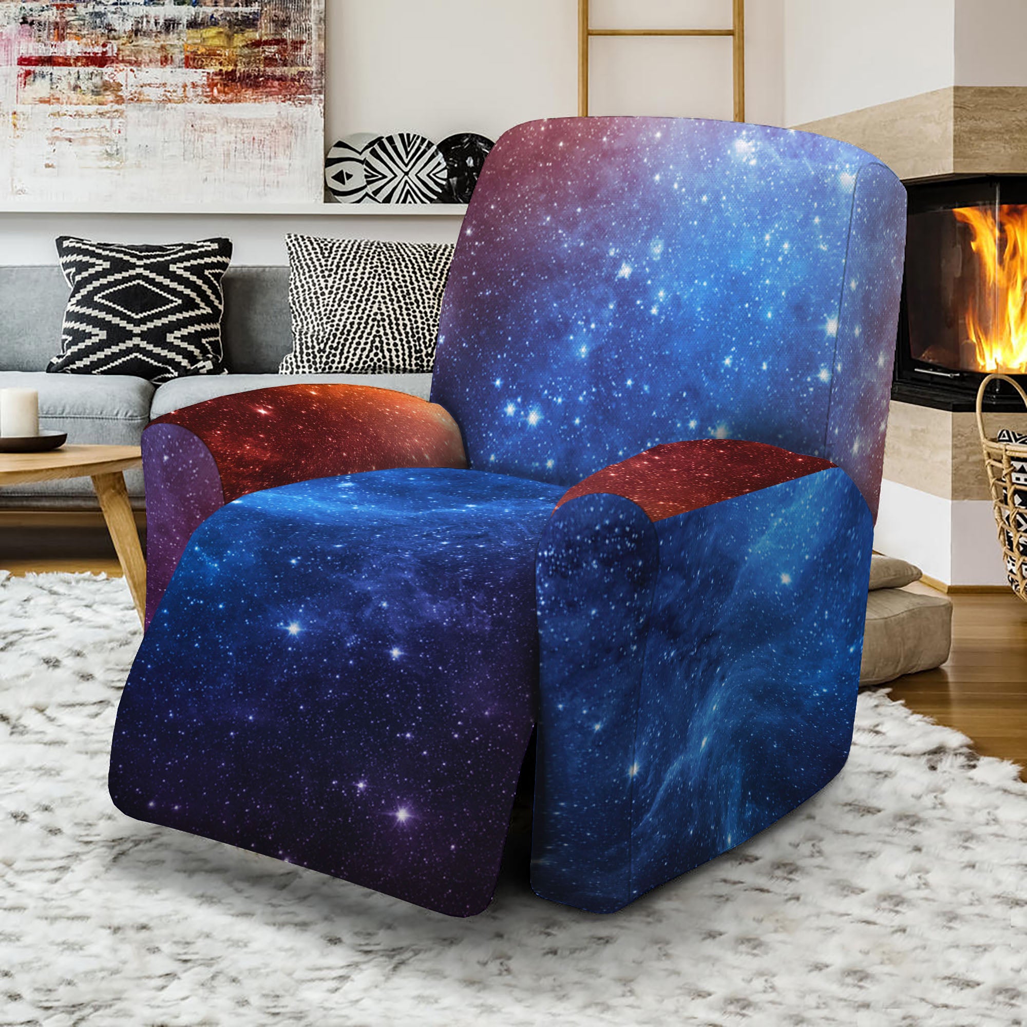 Fiery Universe Nebula Galaxy Space Print Recliner Slipcover