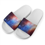 Fiery Universe Nebula Galaxy Space Print White Slide Sandals
