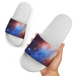 Fiery Universe Nebula Galaxy Space Print White Slide Sandals