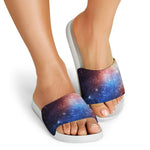 Fiery Universe Nebula Galaxy Space Print White Slide Sandals