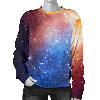 Fiery Universe Nebula Galaxy Space Print Women's Crewneck Sweatshirt GearFrost