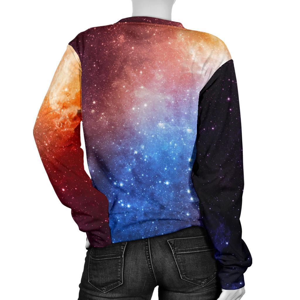 Fiery Universe Nebula Galaxy Space Print Women's Crewneck Sweatshirt GearFrost