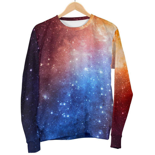 Fiery Universe Nebula Galaxy Space Print Women's Crewneck Sweatshirt GearFrost