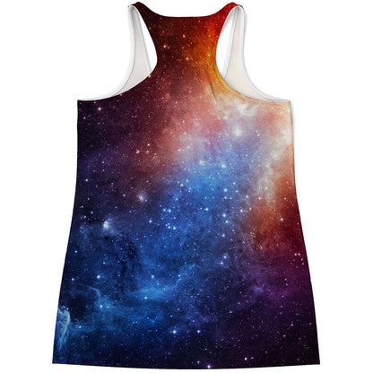 Fiery Universe Nebula Galaxy Space Print Women's Racerback Tank Top