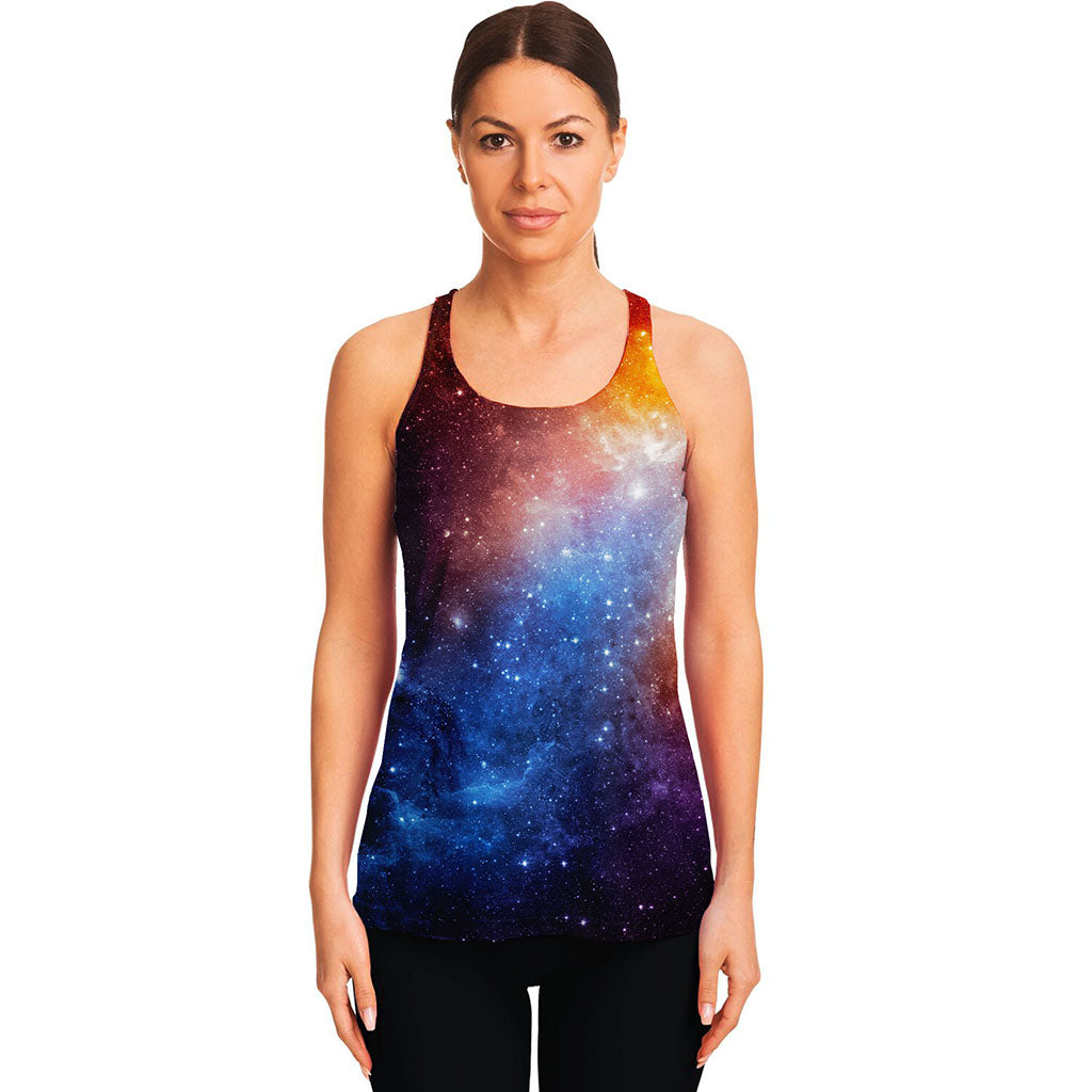 Fiery Universe Nebula Galaxy Space Print Women's Racerback Tank Top