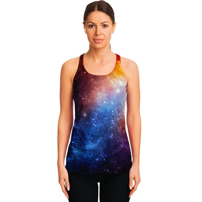Fiery Universe Nebula Galaxy Space Print Women's Racerback Tank Top