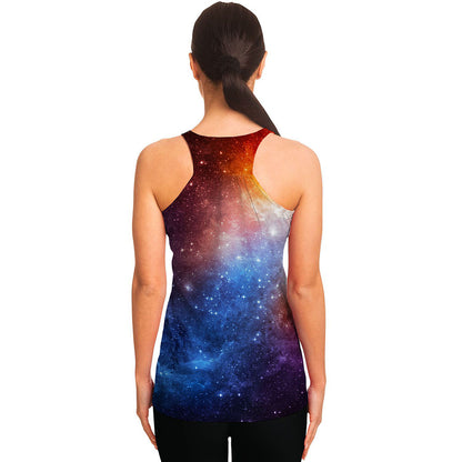 Fiery Universe Nebula Galaxy Space Print Women's Racerback Tank Top