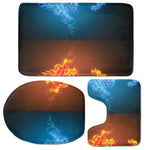 Fire And Ice Dragons Print 3 Piece Bath Mat Set
