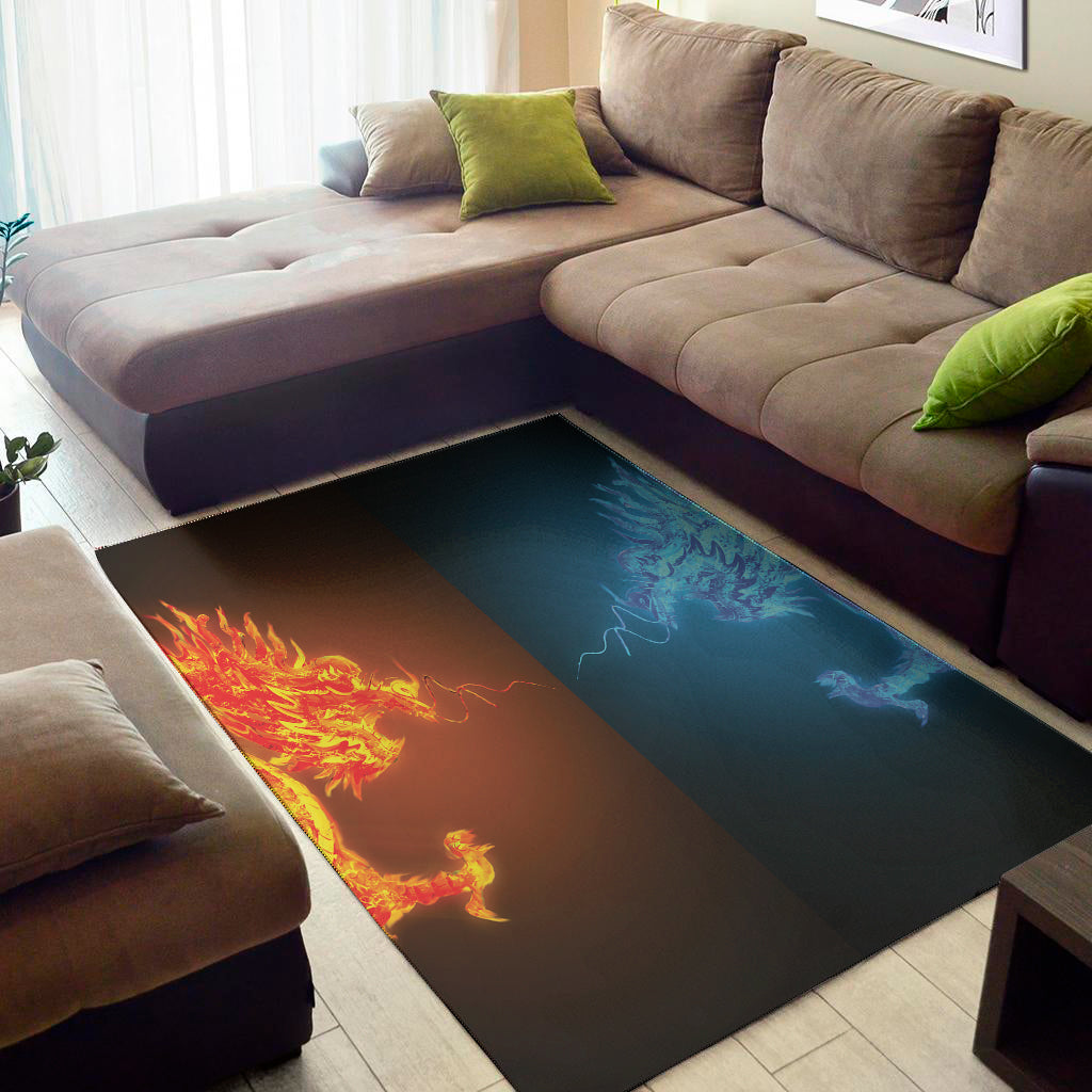 Fire And Ice Dragons Print Area Rug