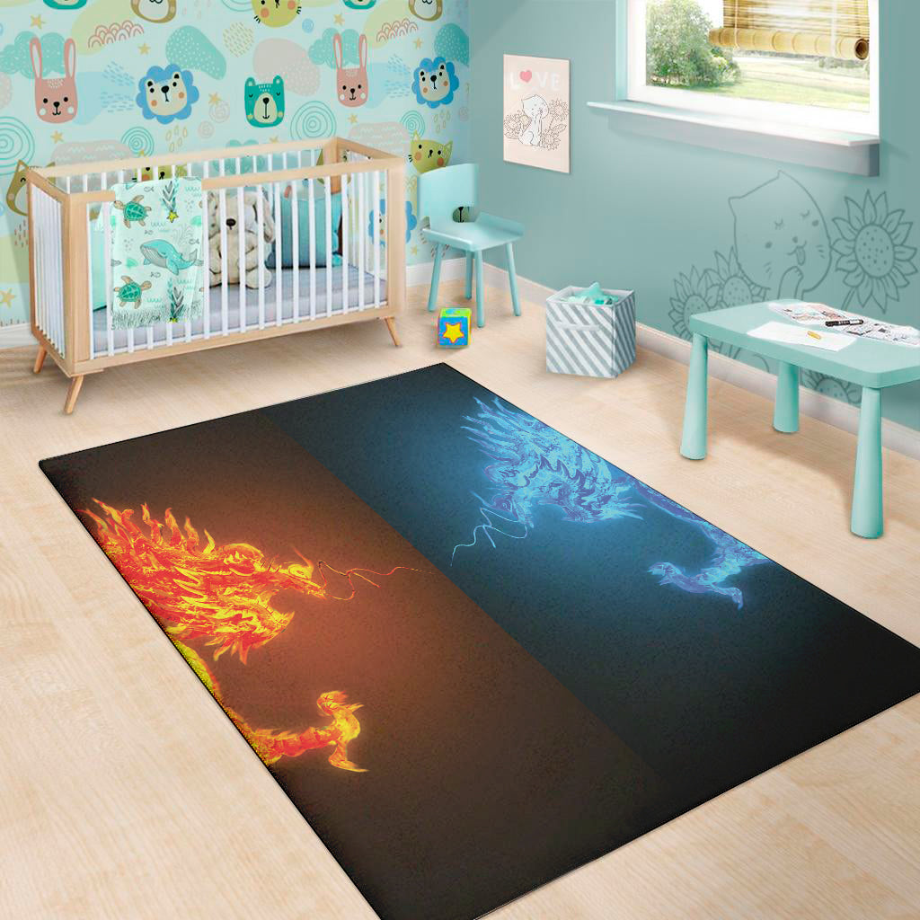 Fire And Ice Dragons Print Area Rug