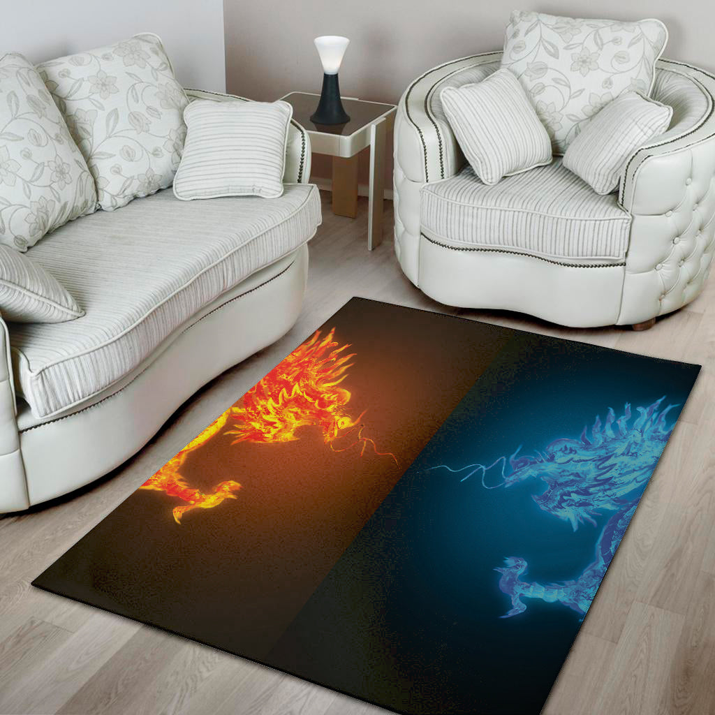 Fire And Ice Dragons Print Area Rug