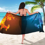 Fire And Ice Dragons Print Beach Sarong Wrap