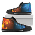 Fire And Ice Dragons Print Black High Top Sneakers