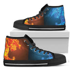 Fire And Ice Dragons Print Black High Top Shoes