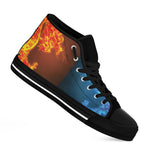 Fire And Ice Dragons Print Black High Top Shoes