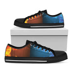 Fire And Ice Dragons Print Black Low Top Shoes 