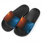Fire And Ice Dragons Print Black Slide Sandals