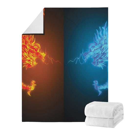 Fire And Ice Dragons Print Blanket