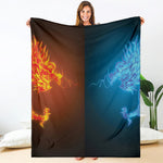 Fire And Ice Dragons Print Blanket