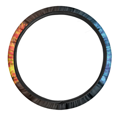 Fire And Ice Dragons Print Car Steering Wheel Cover