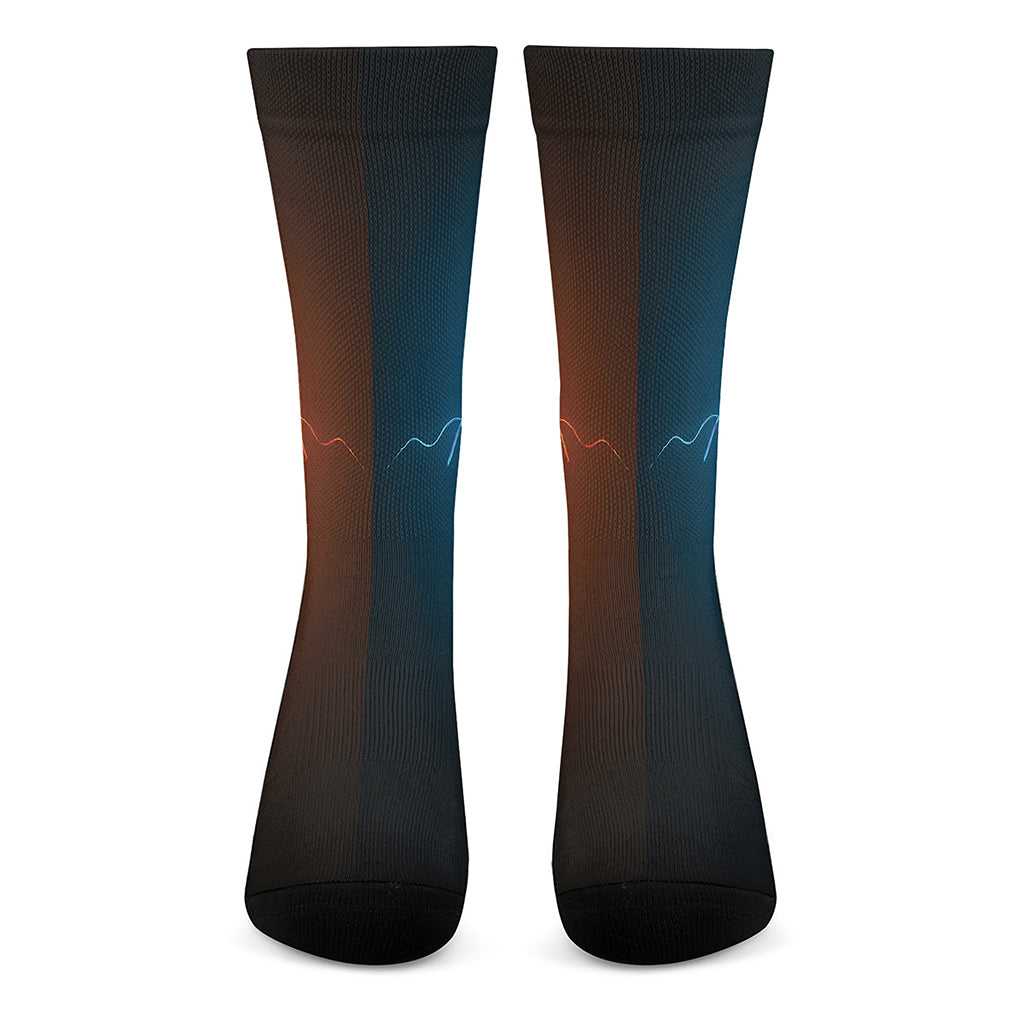 Fire And Ice Dragons Print Crew Socks
