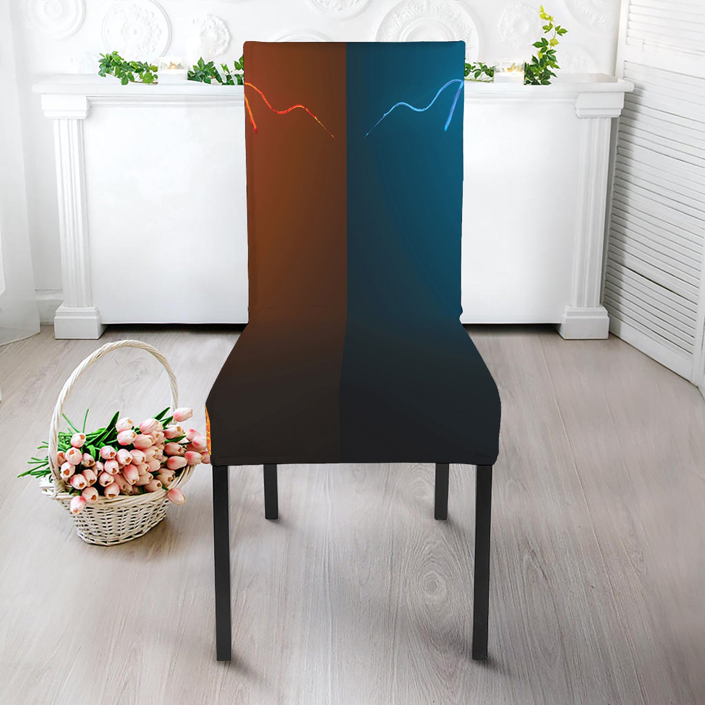 Fire And Ice Dragons Print Dining Chair Slipcover