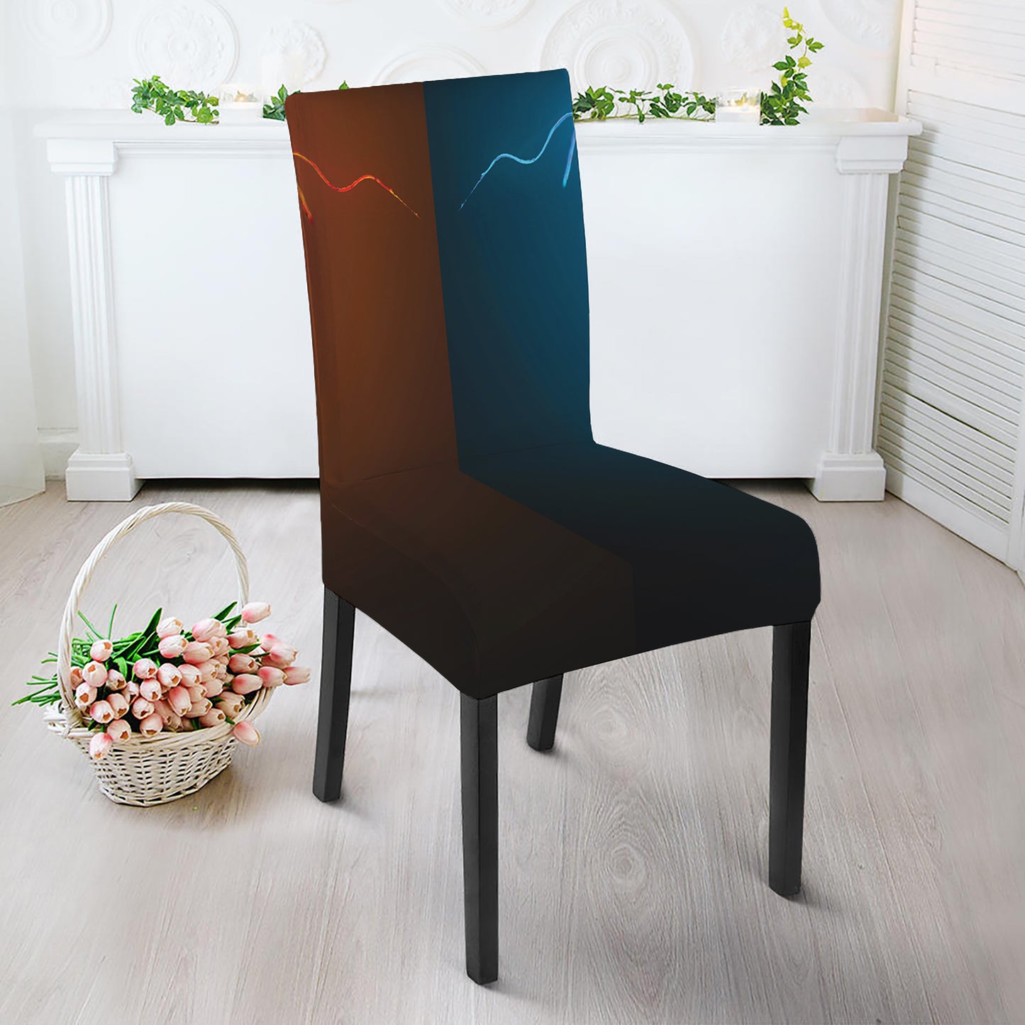 Fire And Ice Dragons Print Dining Chair Slipcover