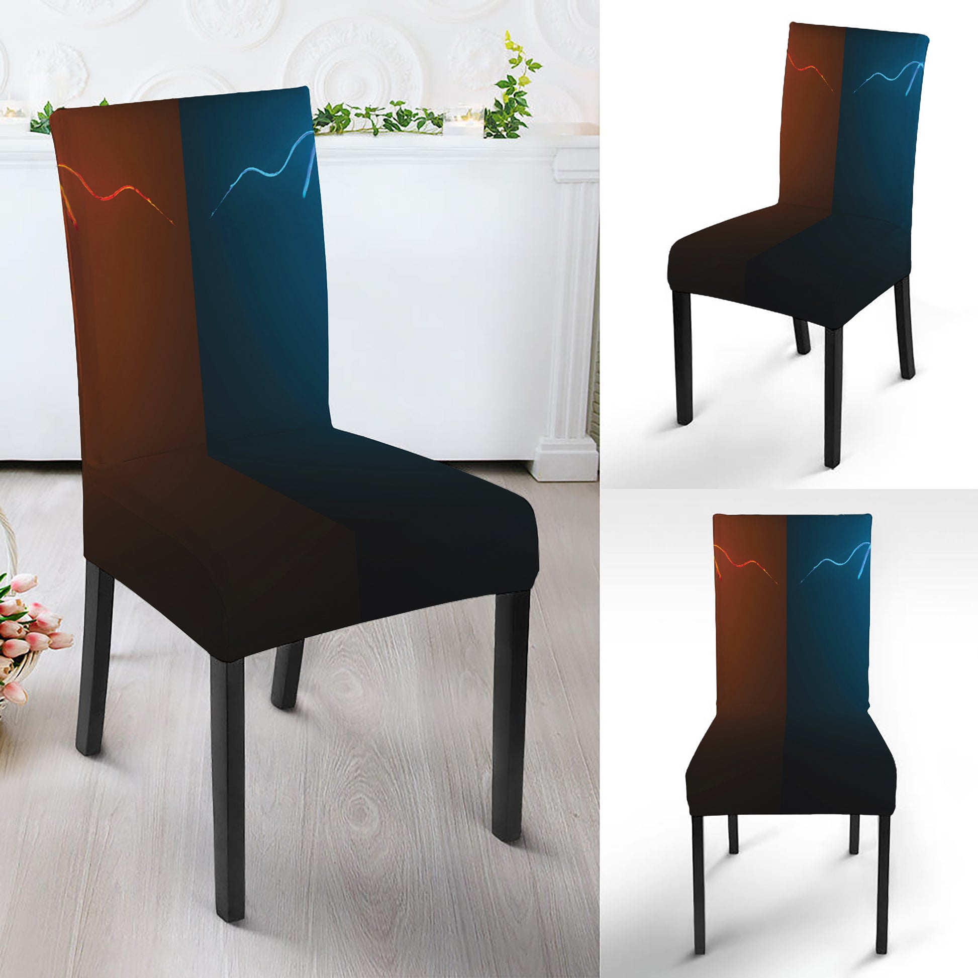 Fire And Ice Dragons Print Dining Chair Slipcover