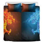 Fire And Ice Dragons Print Duvet Cover Bedding Set