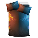 Fire And Ice Dragons Print Duvet Cover Bedding Set