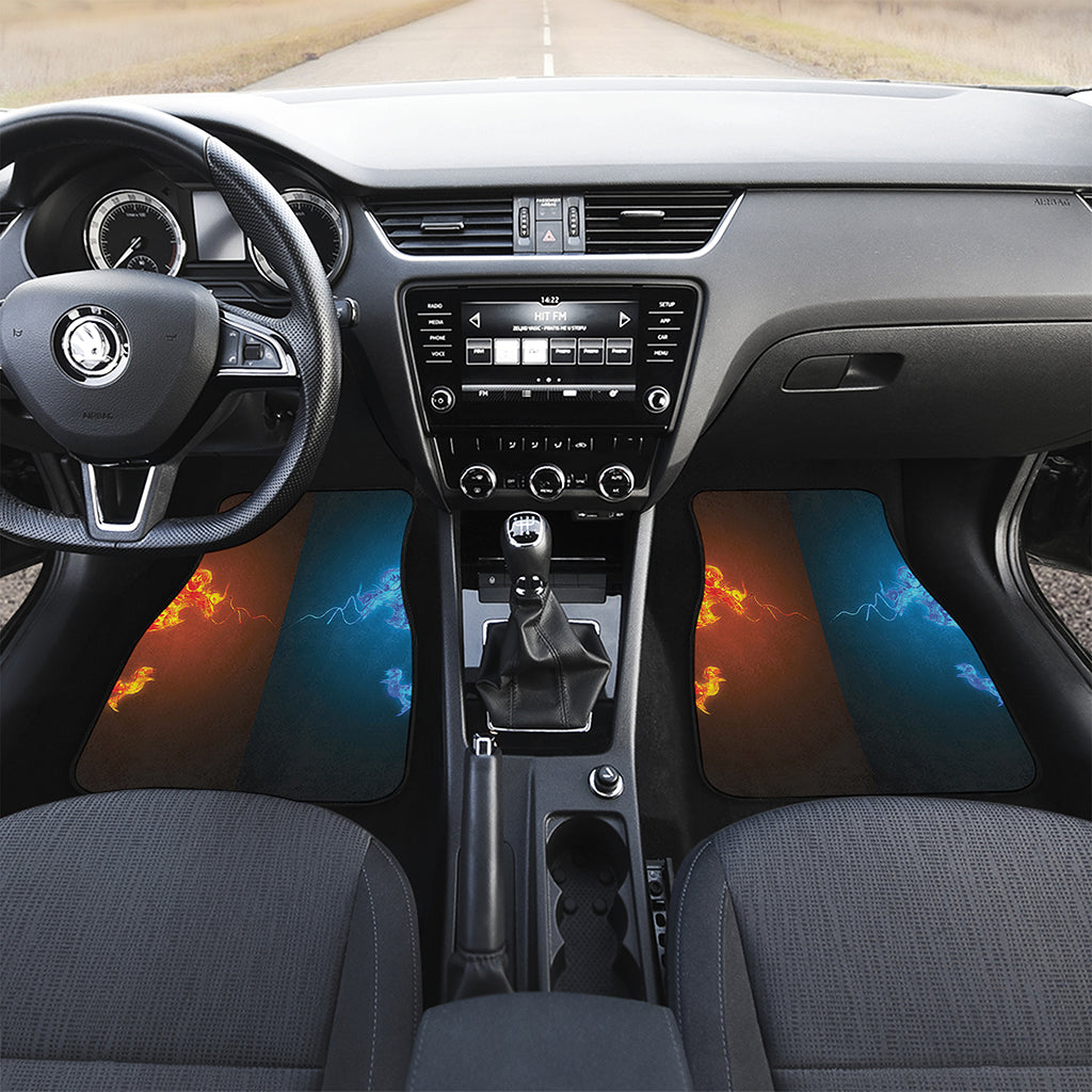 Fire And Ice Dragons Print Front and Back Car Floor Mats