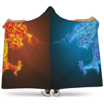 Fire And Ice Dragons Print Hooded Blanket